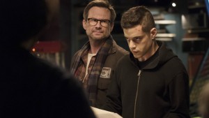 MR. ROBOT -- "da3m0ns.mp4" Episode 104 -- Pictured: (l-r) Christian Slater as Mr. Robot, Rami Malek as Elliot -- (Photo by: Virginia Sherwood/USA Network)