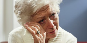 senior woman crying