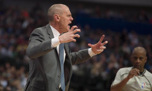 Mar 9, 2016; Dallas, TX, USA; Dallas Mavericks head coach Rick Carlisle yells at his team during the second half against the Detroit Pistons at the American Airlines Center. The Pistons defeat the Mavericks 102-96. Mandatory Credit: Jerome Miron-USA TODAY Sports